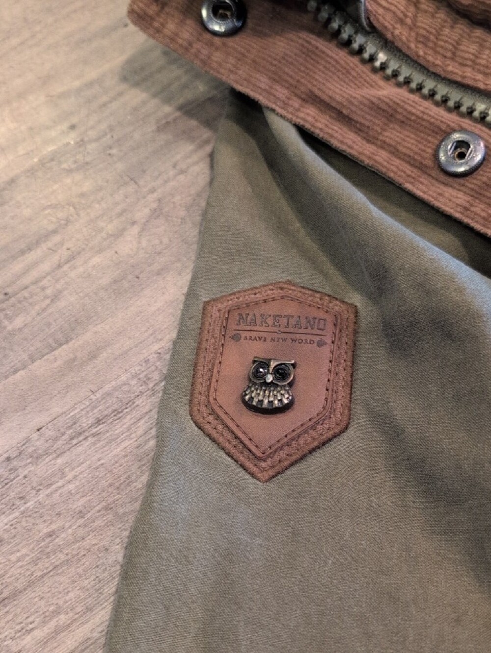 Naketano Olive Green and Brown Hooded Jacket - Picture 3 of 6